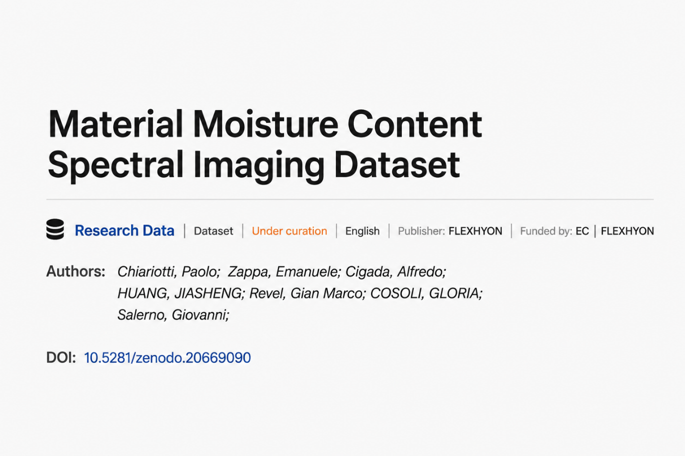 Material moisture content spectral imaging dataset