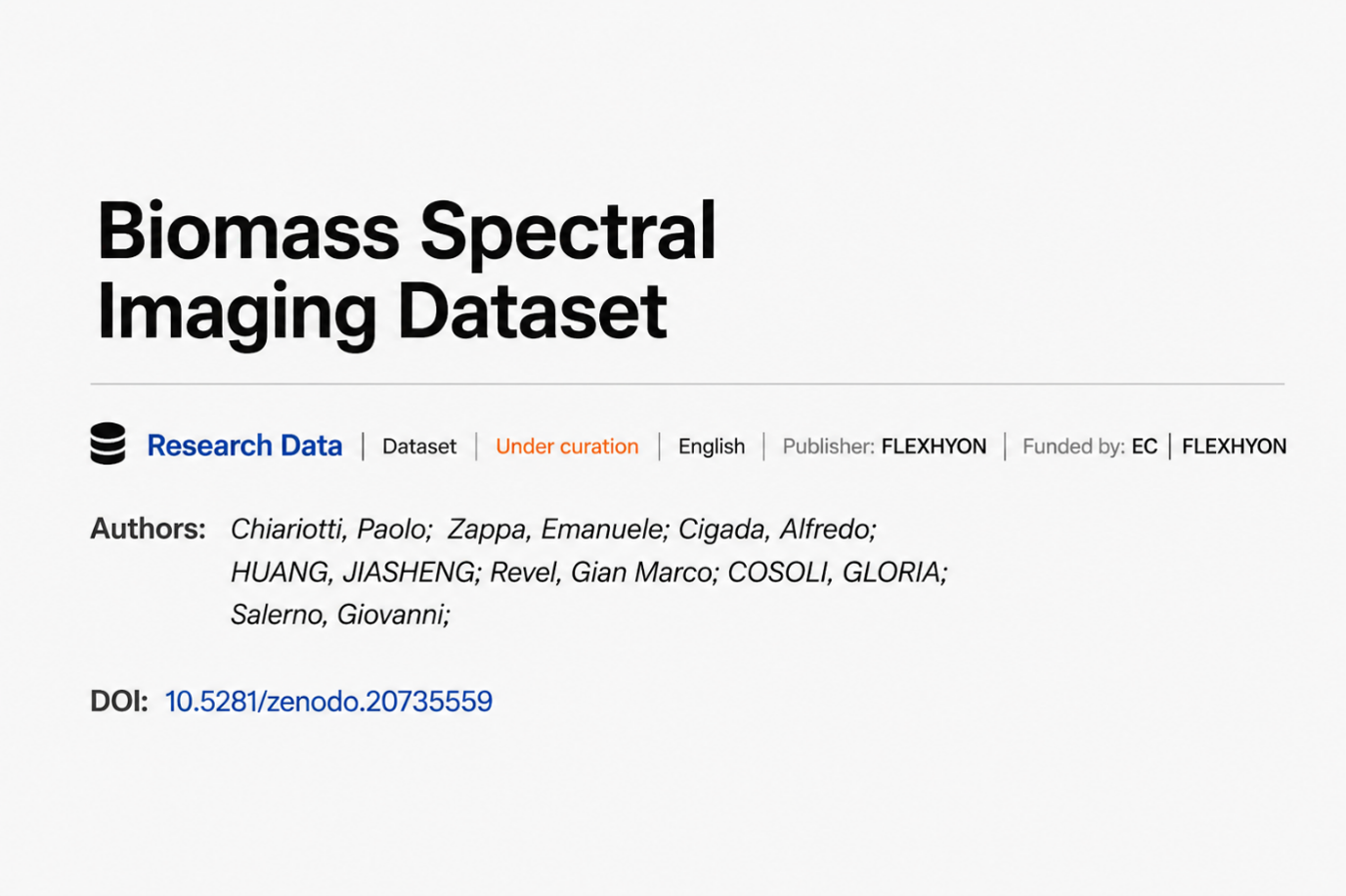 Biomass spectral imaging dataset